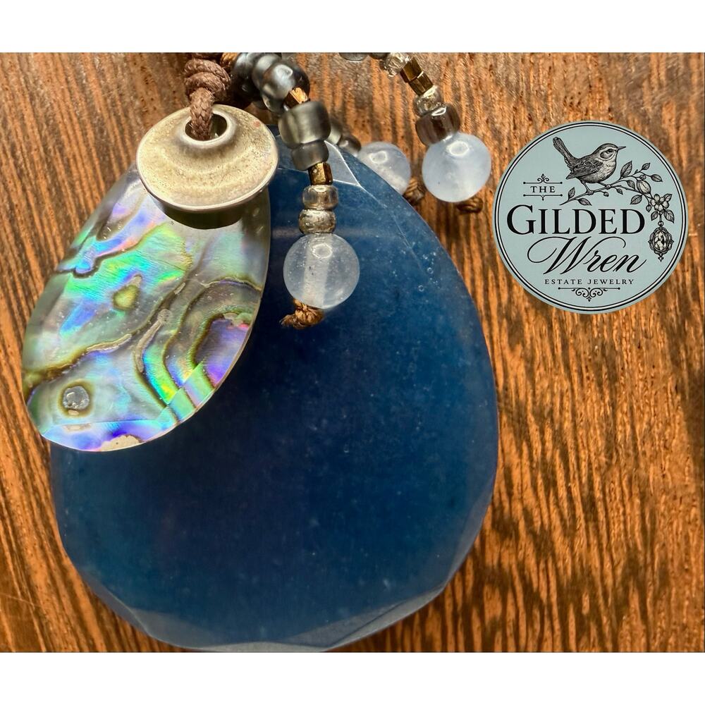 Silpada N2227 Indigo Mood Blue Quartzite Sterling Silver Shell Necklace 22" - Picture 3 of 8